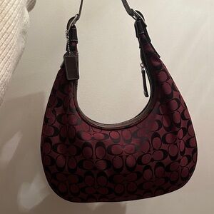 Coach Burgundy and Brown Hamilton Hobo Bag